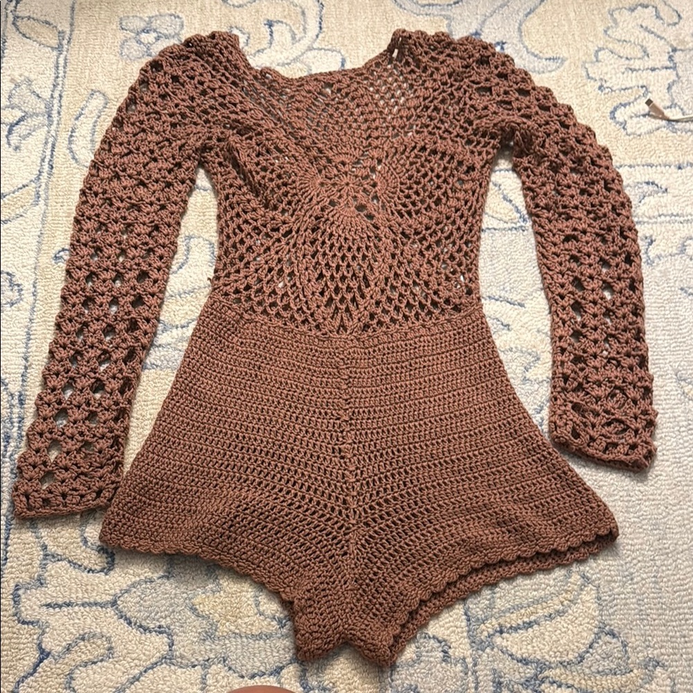Missguided Chocolate Crochet Women Sweater - Picture 2 of 3